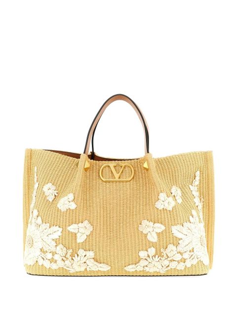 Valentino Garavani medium floral-embroidered tote bag - Neutrals - zdjęcie produktu nr 1