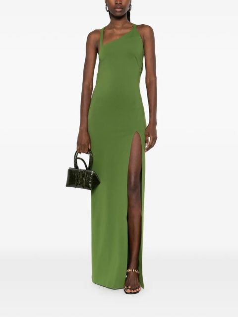 The Attico asymmetric-neck maxi dress - Green