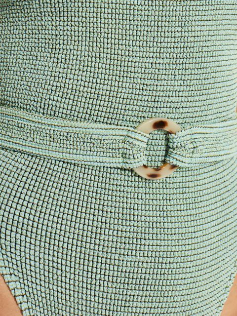 Bond-eye belted textured swimsuit - Green - zdjęcie produktu nr 2