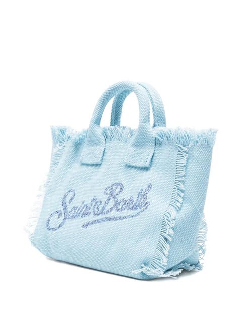 MC2 Saint Barth frayed bead-embellished tote bag - Blue