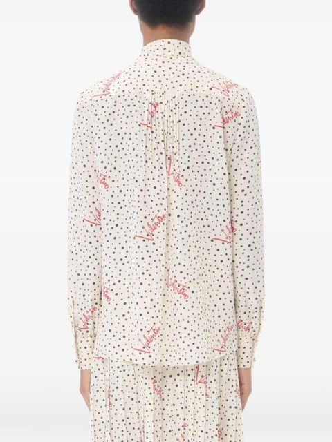Valentino Garavani Plus De Pois crepe de chine bubble shirt - Neutrals
