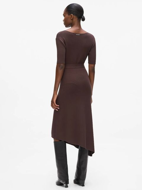 Karl Lagerfeld sukienka kolor brązowy midi dopasowana A4W13026