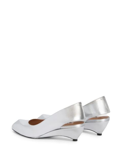Jil Sander laminated leather slingback pumps - Silver