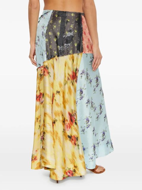 GANNI patchwork floral-print skirt - Blue