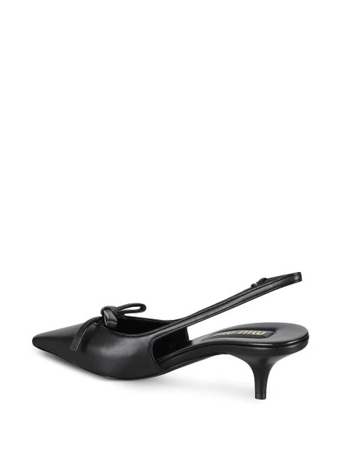 Miu Miu bow buckle leather slingback pumps - Black