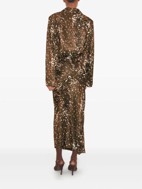 Tory Burch abstract print long sleeves dress - Brown - zdjęcie produktu nr 2