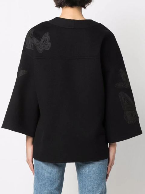 Valentino Garavani embroidered butterfly wrap jacket - Black
