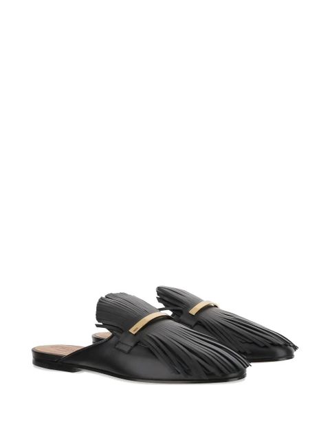 Tod's fringed leather mules - Black