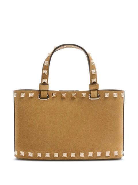 Valentino Garavani Rockstud mini suede shopping bag - Neutrals