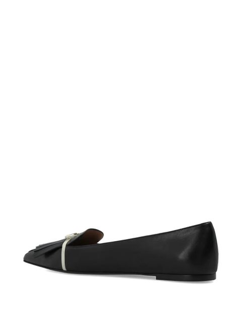 Ferragamo fringed pointed-toe ballet flats - Black