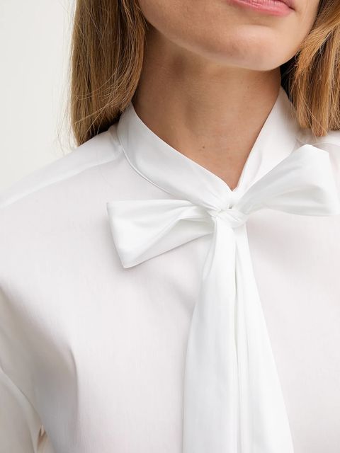 Joop! koszula damska kolor biały relaxed z wiązanym dekoltem 30047570