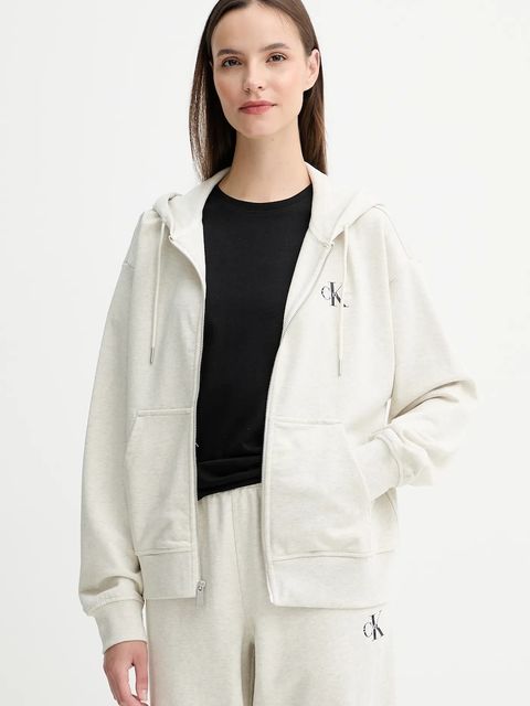 Calvin Klein Jeans bluza damska kolor szary z kapturem z nadrukiem LV047B270G - zdjęcie produktu nr 1