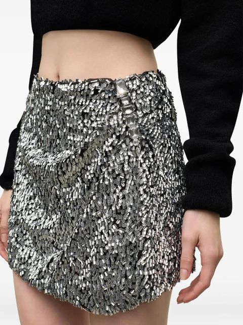 AREA crysta- cluster sequin mini skirt - Silver