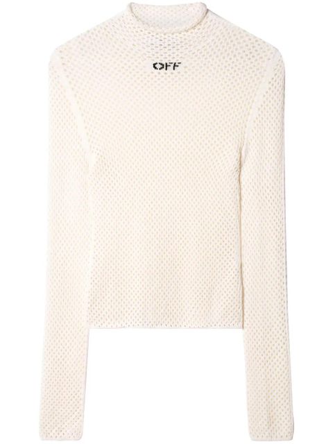Off-White OFF-logo open-knit top - Neutrals - zdjęcie produktu nr 1