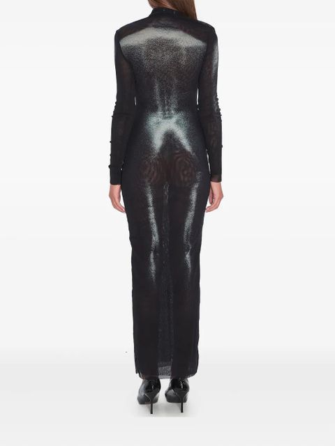 Jean Paul Gaultier body dust print asymmetric-neck maxi dress - Black