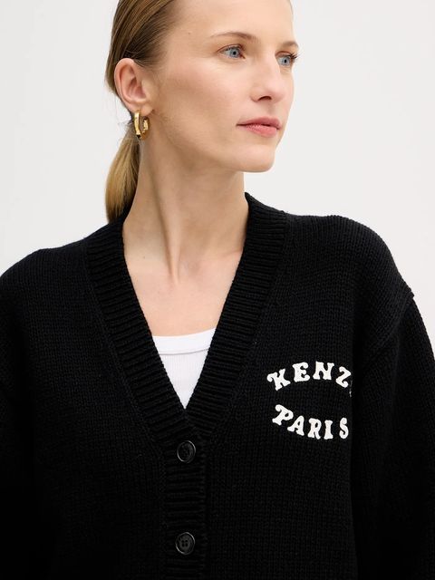 Kenzo kardigan wełniany x Verdy damski kolor czarny ciepły FF52CA4773CX.99J