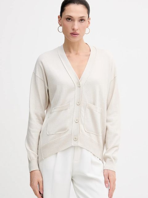 Sisley kardigan z domieszką wełny damski kolor beżowy lekki 1KHTM602P - zdjęcie produktu nr 1