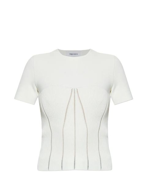 Alexander McQueen ribbed open-knit T-shirt - White - zdjęcie produktu nr 1