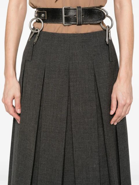 Prada virgin-wool pleated midi skirt - Grey - zdjęcie produktu nr 2
