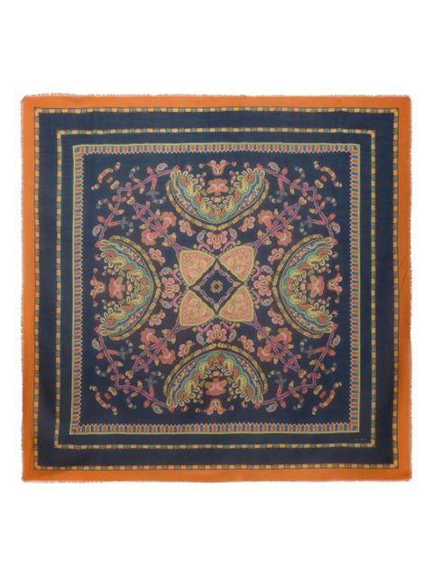 ETRO floral-patterm geometric-motif scarf - Blue - zdjęcie produktu nr 1