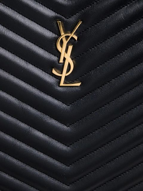Saint Laurent Cassandre Matelassé logo-plaque clutch bag - Black