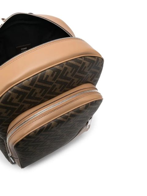 FENDI monogram-pattern backpack - Brown