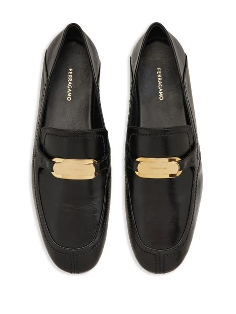 Ferragamo logo-plaque leather loafers - Black