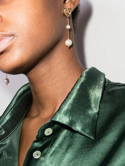 Ferragamo Gancini pearl-embellished drop earrings - Gold - zdjęcie produktu nr 2