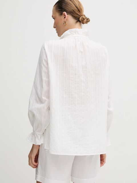 Marc Aurel bluzka bawełniana damska kolor biały gładka 6300-1000-93431