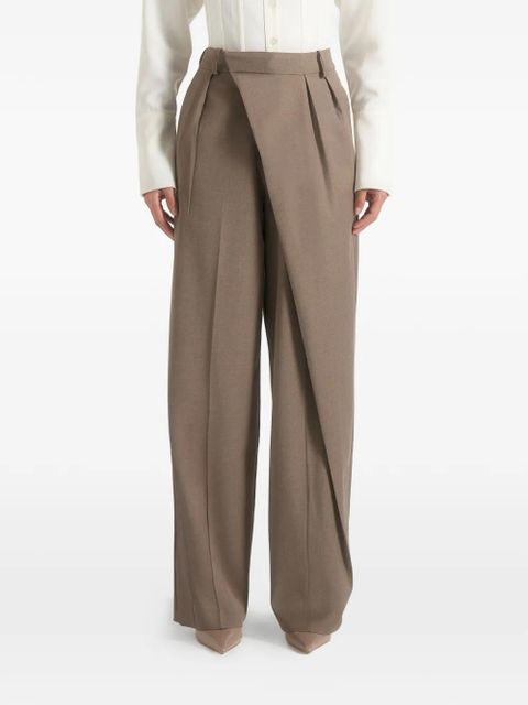 Manière De Voir Colette wrap-front pleated tailored trousers - Brown