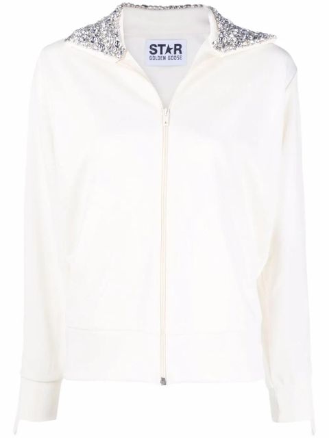 Golden Goose crystal-embellished zipped sweatshirt - White - zdjęcie produktu nr 1