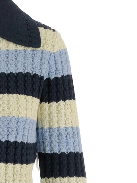 Guest In Residence Kirby striped wide-collar zip-up knit jacket - Blue