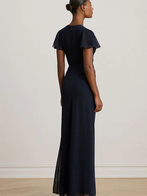 Lauren Ralph Lauren sukienka kolor granatowy maxi rozkloszowana 253909447