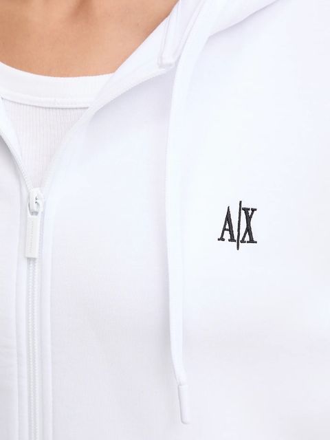 Armani Exchange bluza damska kolor biały z kapturem gładka XW000822 AF10818