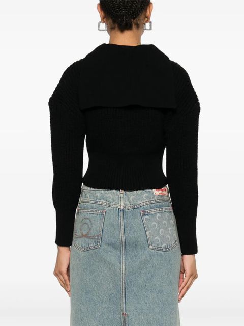 Marine Serre Half Cardigan knit sweater - Black