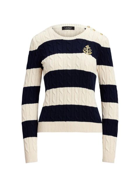 Lauren Ralph Lauren cable-knit striped sweater - Blue - zdjęcie produktu nr 1