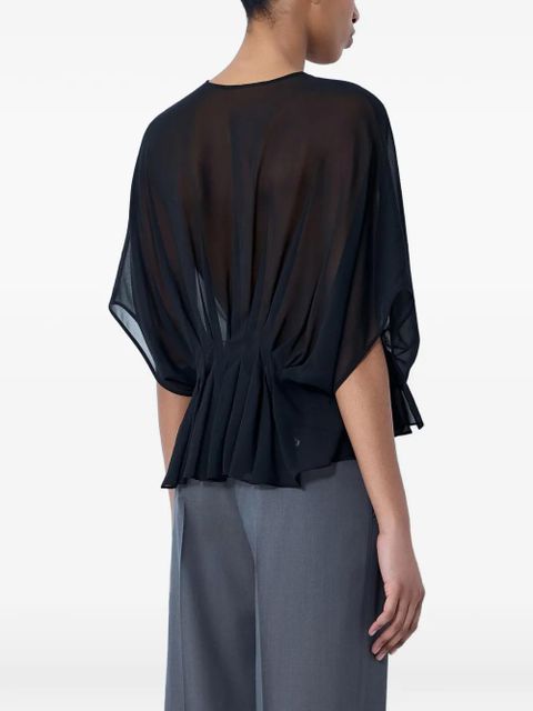 Max Mara pleated V-neck blouse - Black