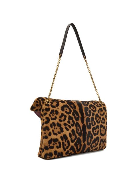 Saint Laurent Cassandre leopard-print chain shoulder bag - Brown - zdjęcie produktu nr 2
