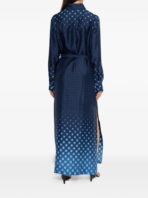 Casablanca belted patterned shirt dress - Blue
