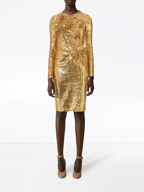 Burberry Hand-gathered Detail Sequinned Dress - Gold