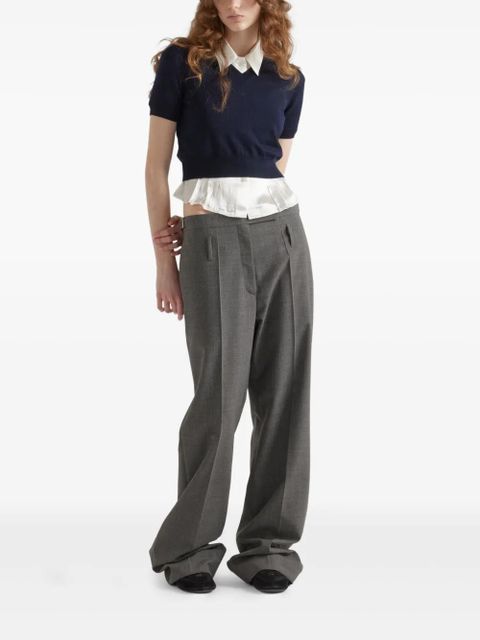 Prada belted wool tailored trousers - Grey