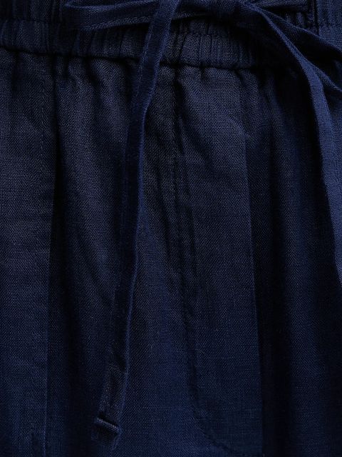 United Colors of Benetton spodnie lniane damskie kolor granatowy proste high waist 4AGHDF08J