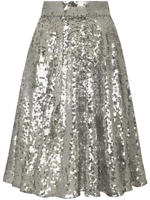 Dolce & Gabbana sequinned A-line midi skirt - Silver - zdjęcie produktu nr 1