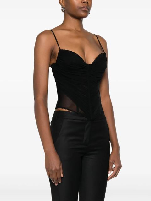 Blumarine ruched mesh top - Black