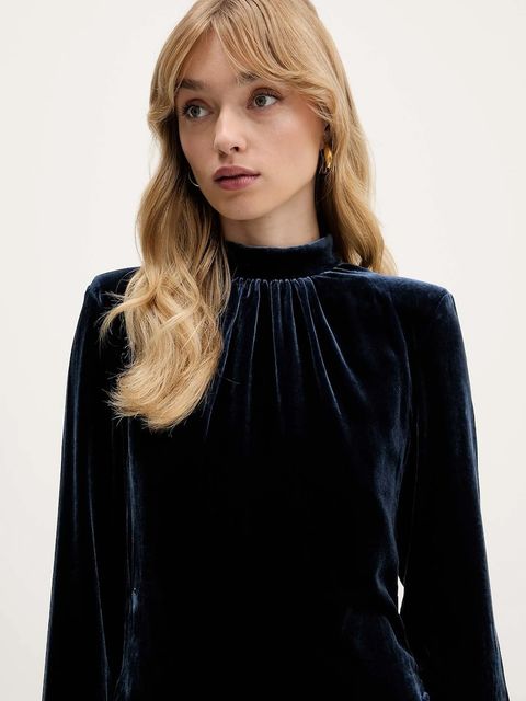 Rotate sukienka z dodatkiem jedwabiu kolor niebieski mini dopasowana 1149221192 - zdjęcie produktu nr 2