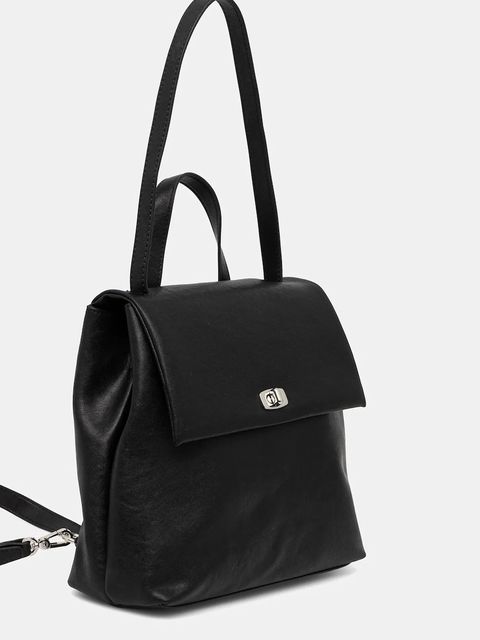 Answear.LAB plecak skórzany damski kolor czarny mały gładki