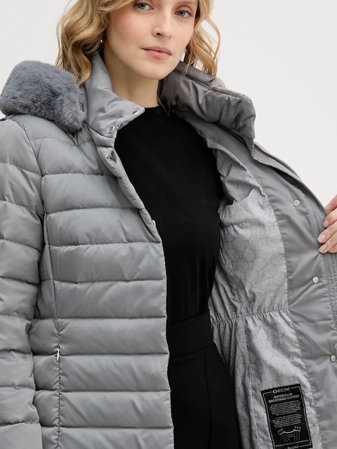 Geox kurtka puchowa BETTANIE kolor szary zimowa W5626H T3122