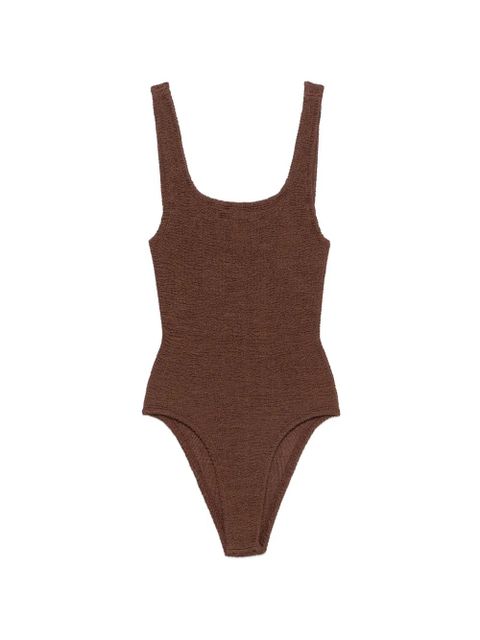 Hunza G crinkle-effect square-neck swimsuit - Brown - zdjęcie produktu nr 1