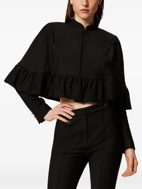 TWINSET ruffled cape jacket - Black - zdjęcie produktu nr 2