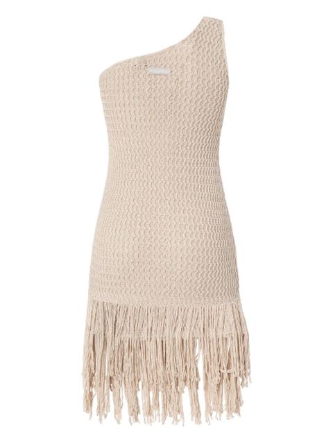 PINKO one-shoulder fringed-hem mini dress - Neutrals - zdjęcie produktu nr 2